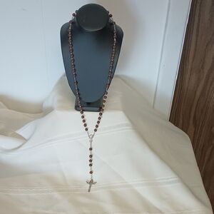 IHS Brown Beaded Rosary
